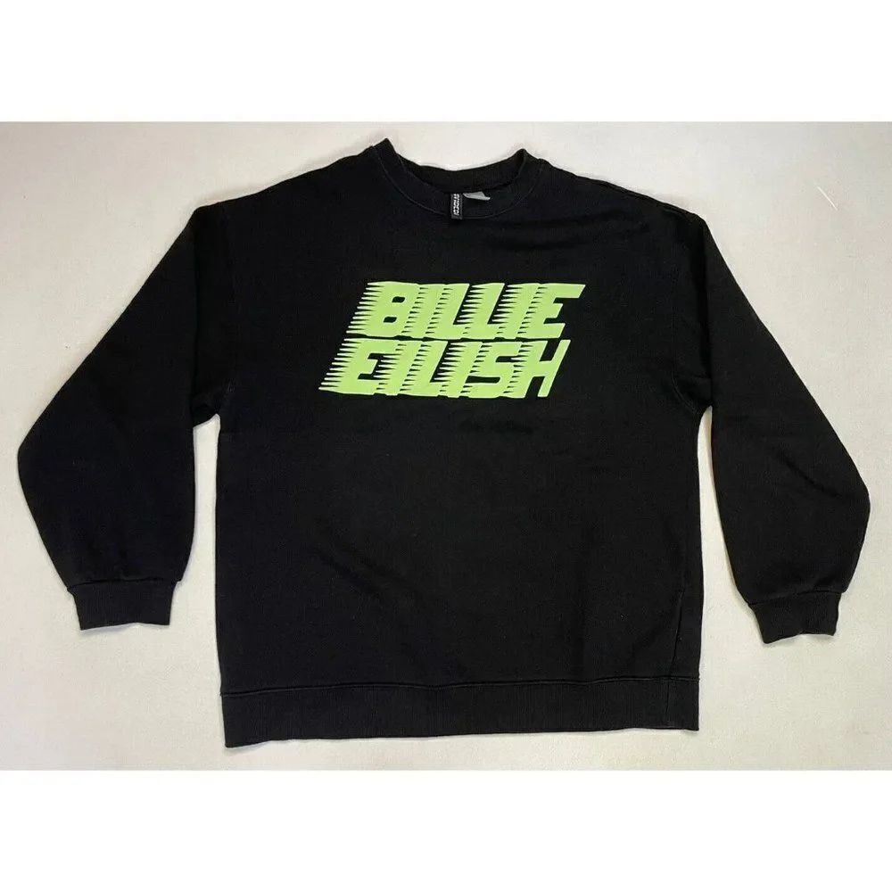 H&M Billie Eilish Graphic Crewneck Sweatshirt Women XS Black Music
